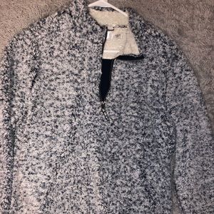 Navy Blue & White marbled Sherpa